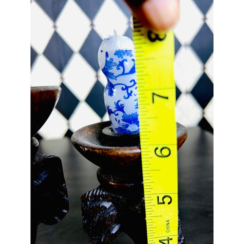 Hand Carved Zimbabwe Wooden Elephant Candle Holders Set of 3 African Safari - Picture 10 of 15